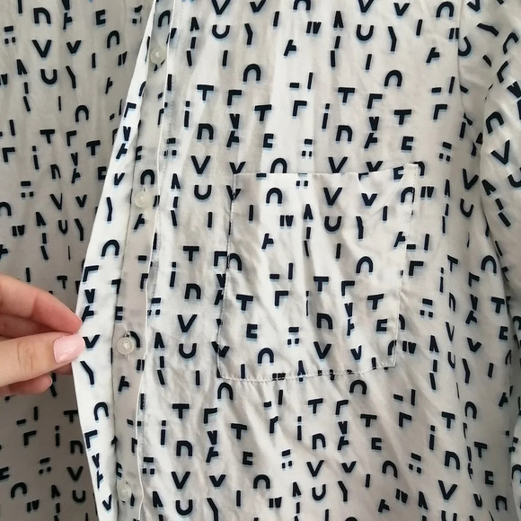 Maje Chacha Letter Print Silk Viscose Button Up Blouse Twee Maje 1 or Small - Picture 8 of 16